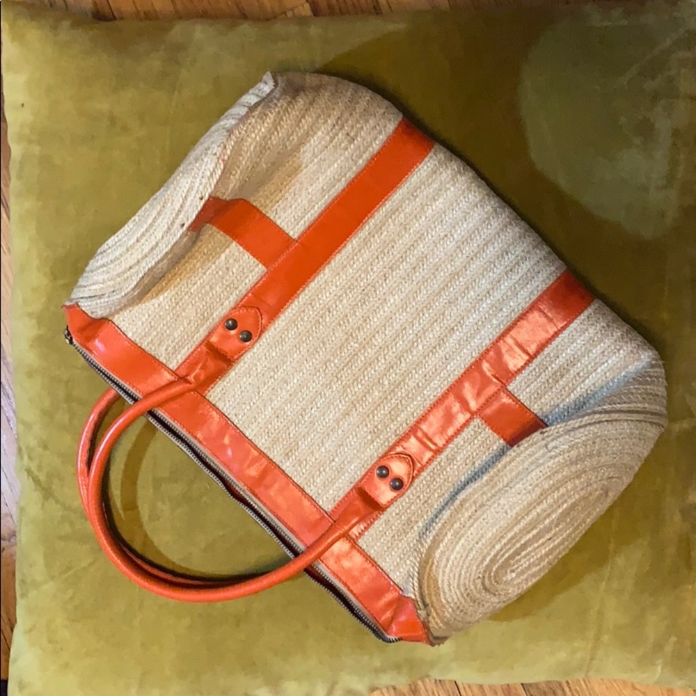 Tweed and orange louboutin bag